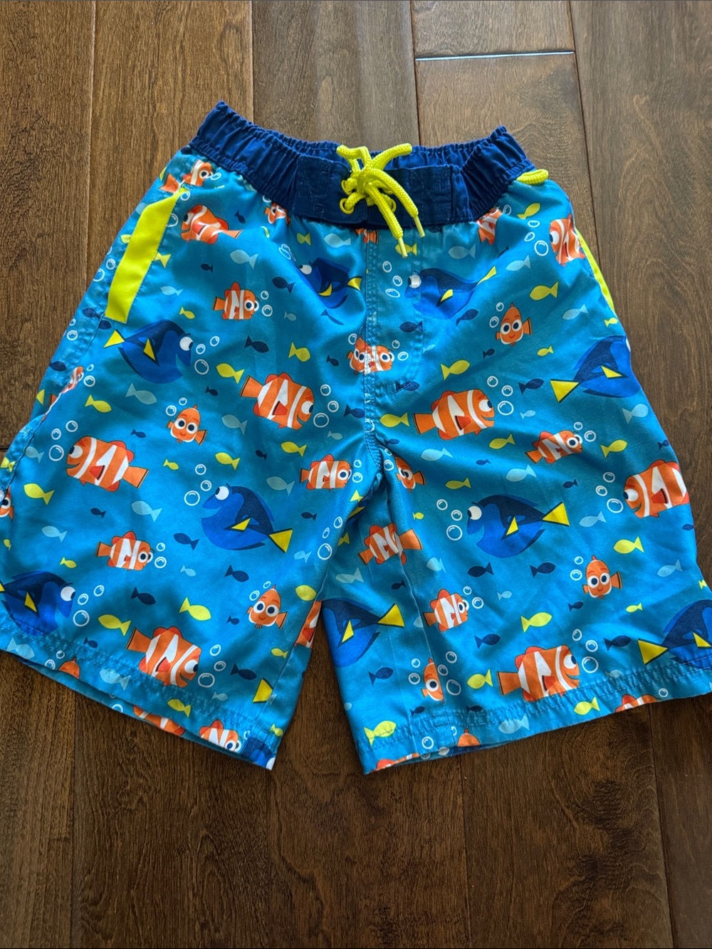 Finding Nemo Kids Bright Blue Fish Print Swim Trunks